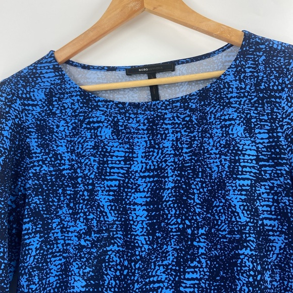 BCBG Maxazria blue black tunic dress top relaxed fit - Picture 2 of 12